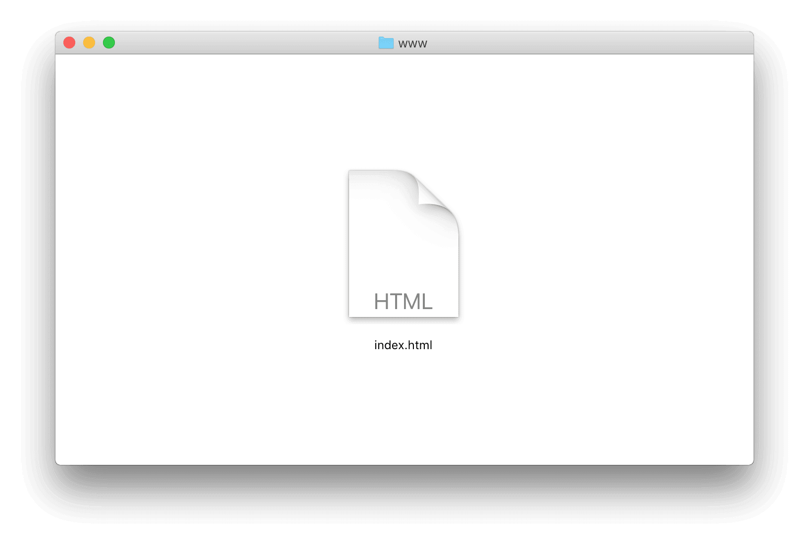 Computer screenshot of a single HTML file icon in a folder